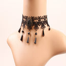 Gothic Lolita Elegant Flower Lace Bib Necklace Crystal Pendant Party Costume Jewelry Ornaments
