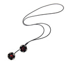 Fashion Chinese Enkianthus Flower Pendant Black Braided Rope Necklace Lady Vintage Jewelry