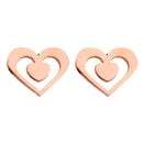EElegant Fashion Rose Gold Plated Punk Double Sweet Heart Pattern Bohemian Ear Stud Earrings Fashion Jewelry for Women Girls