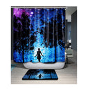 Home Hotel Bathroom Shower Room Decor Fashionable Creative Night Scenery Print Charms Shower Curtain With 12 Hooks