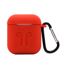 Silicone Wireless Earphone Full Protective Case Strap Accessories, Silicone Protective Cover + Key Ring Clasp Set for Apple Airpods Red