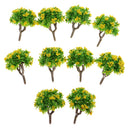 10 Pieces 5.5cm/2.2inch Plastic Miniature Model Trees Z Gauge with Yellow Flower DIY Train Layout Scenery Diorama Wargame
