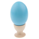 Wooden Easter Simulated Egg w/ Stand Home Decor Pretend Play Toy Gift Light Blue