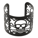 Ladies Fashion Halloween Theme Black Skull Shape Fashion Hollow Open Wide Bangle Cuff Bracelet
