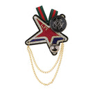 Embroidery Sewing Star Badge Tassel Chain Fabric Brooch Pins Costume Jewelry