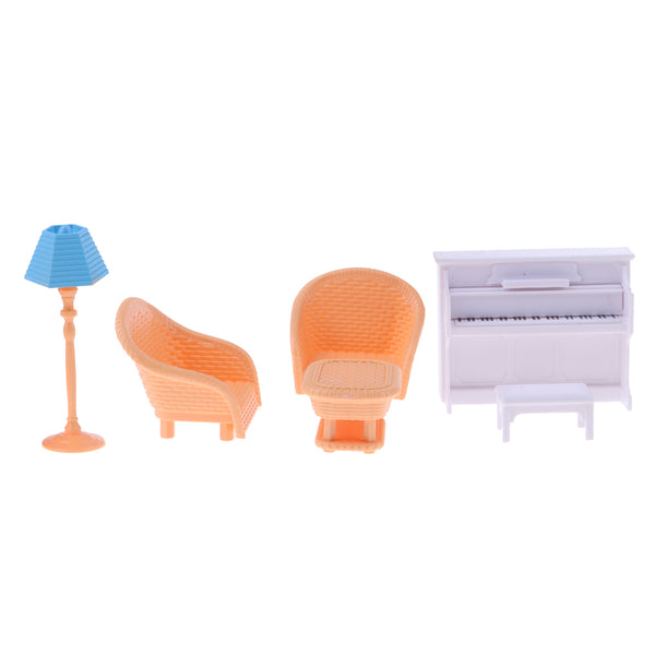 1/12 Dollhouse Miniature Living Room Furniture Piano Sofa End Table Set