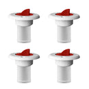 4 Pieces White Nylon Marine Boat Yacht Fuel Gas Deck Filler for 38mm 1.5'' Socket & Red Cap