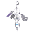 Fashion Dreamcatcher & Amethyst Point Chakra Gemstone Pendant Key Ring Chain