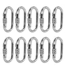 10 Pieces Oval Steel Carabiner Screw Locking for Rock Climbing Rescue 25KN