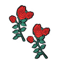 2 Pieces DIY Embossed Red Flower Embroidery Sew Iron on Patch Applique for Craft