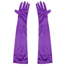 Women Ladies Fashionable Opera Evening Wedding Bridal Prom Party Long Satin Gloves 1 Pair Purple