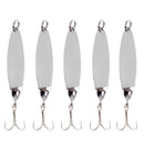 5 Pieces 2" Metal Spinner Spoon Fishing Lure Hard Baits Sequins with Treble Hook Tackle 7.1g Hook Size