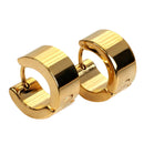 Simple Smooth Golden Plated Stainless Steel Wide Huggie Hoop Earrings for Unisex Fashion Sumptuous Shining Piercing Punk Style