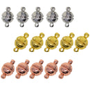 15 Pieces 8mm Brass Engraved Round Ball Magnetic Clasp Connectors Findings for Handmade DIY Jewelry Making Silver/Gold/Rose gold