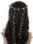 Women Girls Ladies Cute Elegant Head Wreath Floral Crown Garland Headband Headwear Headpiece Blue + Green