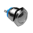 19mm Round Cap Waterproof Momentary Type Stainless Steel Metal Push Button Switch 250V 3A 1NO SPST