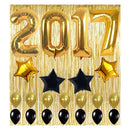 Large Foil 2017 Graduation Balloons Metallic Fringe Curtain Party Decor Kits