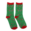 1 Pair 80% Cotton Unisex Soft Autumn Winter Warm Christmas Tiny Umbrella Pattern Crew Socks Green