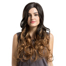 Elegant Women Girls Ombre Long Curly Wavy Synthetic Hair Wigs With Cap Black Brown for Costume Cosplay Party Daily Use