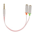 3.5mm Stereo Male to 3.5mm Dual Female Plug Mic Microphone Headset Jack Audio Y Splitter Cable