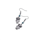 Vintage Simple Bohemian Owl Shape Pendant Turquoise Beads Dangle Earrings