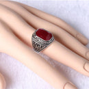 Fashion Man Punk Rings Vintage Red Gem Finger Ring With Red Rhinestone 20mm