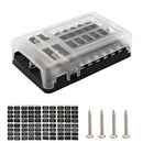 12-Way Blade Fuse Box 32V LED Illuminated Automotive Fuse Block for Car Boat Marine Trike with LED Indicator Light Kit