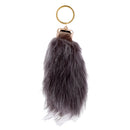 Manmade Rabbit Hair Handbag Car Keychain Keyring Charm - Dark Grey