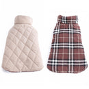 Pet Dog Waterproof Reversible Plaid Jacket Coat Winter Clothes Brown XL