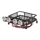 RC 1/10 Metal Roof Rack Luggage Carrier w/ 4 Round LED Light for Buggy Car