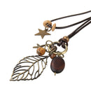 Long Necklace Boho Filigree Leaf 30'' Cord Lady Girls Valentine's Day Gifts