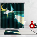 Home Bathroom Bedroom Door Window Use Extra Long Fabric Bath Shower Girl Dolphin Print Pattern Curtain With 12 Hooks