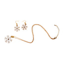 Christmas Crystal Snowflake Dangle Earrings Necklace Gold Women Jewelry Sets