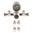 Professional Aluminum CO2 Regulator Meter Carbon Dioxide Pressure Reducer Equipment with Solenoid Adjustable Valve and 2 Bubble Counters