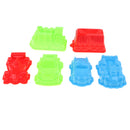 6 Pieces Of Plastic Colorful Vehicle Molds Kids Summer Beach Sandcastle Toy Set, Vehicle, Truck, Racing Car and Train