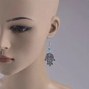 Vintage Bohemian Hand Shape Pendant Turquoise Beads Drop Dangle Earrings