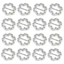 16 Pieces Flower Shape Rhinestone Ribbon Buckles Sliders for Wedding Invitation Party Favor Silver 17mm
