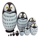 Wooden Russian Nesting Dolls 10Pcs Cute Owls Traditional Wishing Matryoshka Sorting and Stacking Dolls Handmade Meaningful Kids Toys/Birthday Christmas Gifts Home Decoration