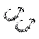 Unisex Hip Hop Horn Claw Punk Solid 316L Stainless Steel Stud Earring Silver