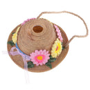 Backyard Exquisite Flower Straw Hat Figurine Art Craft Bird House Tree House Garden Fence Hanging Decorative Kit
