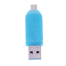 USB2.0 + Micro USB OTG Adapter TF Memory Card Reader for PC Smartphone Blue