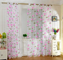 Floral Tulle Voile Sheer Panel Drape Curtain w/ Eyelets for Room Window Pink