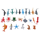 24Pcs Simulation Marine Animal Models Toy Dolphin Lobster Shark Crab Action Figure Toy for Kids Children Gift