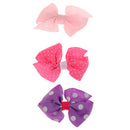 3x Cute Grosgrain Ribbon Baby Kids Girls Hair Clips Hairpin Dot Bow Boutique Alligator