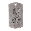10Pcs Square Gemini Pendant Horoscope Zodiac Sign Charm Jewelry DIY Making