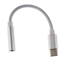 Nylon Braided USB 3.1 Type C to 3.5mm Female Headphone Jack Audio Adapter Cable with Aluminum Alloy Shell for New Macbook,Letv Silver