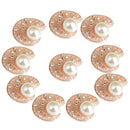 10 Piece Shell Shape Crystal Pearl Button Findings for DIY Jewelry Making Crafts Gold