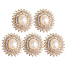 5 Pieces Alloy Rhinestone Pearl Buttons Embellishment for DIY Jewelry Craft 29mm