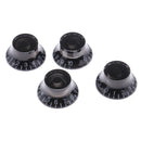 Acrylic Volume Tone Knobs Cap with White Letter Musical Instrument Parts for LP Guitar 4pcs/Pack Black