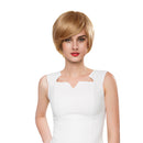 Charming Natural Women Bob Short Straight Gold Layered Wig Real Human Hair Full Hairpiece Cosplay Wigs